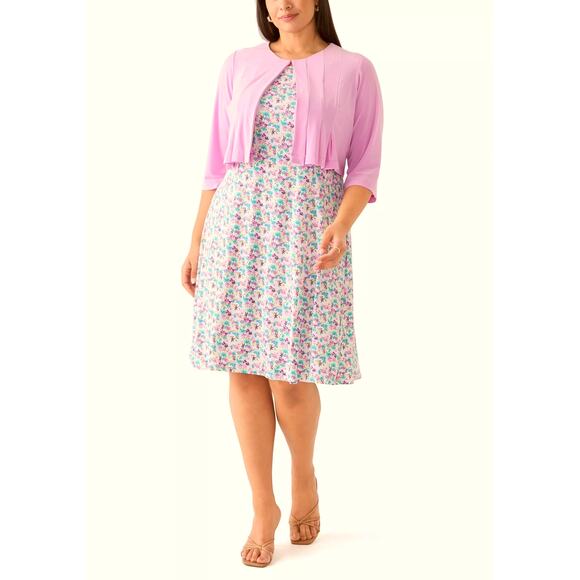 NWT Danny and Nicole Rose Pink Floral Midi Dress w/ Jacket Women's Size Small - Picture 1 of 5